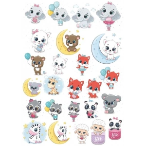 Sevimli Hayvanlar Sticker Set-5 12 Parça Telefon, Tablet, Defter, Laptop Sticker