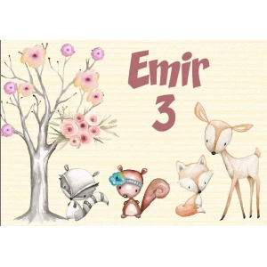 Sevimli Hayvanlar Temalı Doğum Günü Afişi 100X150 cm