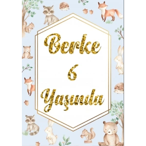 Sevimli Hayvanlar Temalı Doğum Günü Afişi 50X70 cm