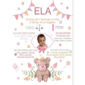 Sevimli Ayıcık Temalı Yaş Panosu