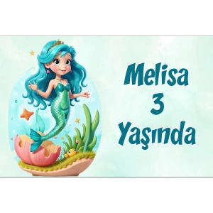 Deniz Kızı Temalı Doğum Günü Afişi -4 70X100 cm