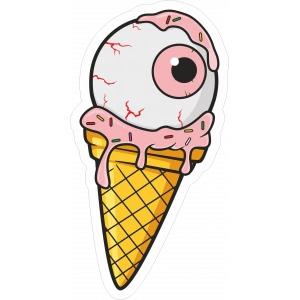 Tek Göz Dondurma Sticker 10x10 cmRenkli Sticker