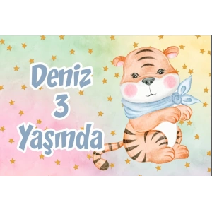 Sevimli Kaplan Doğum Günü Afişi 35X50 cm