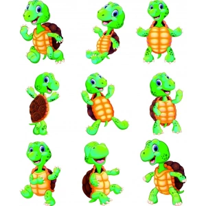 Sevimli Kaplumbağa Sticker Set 9 Parça Telefon, Tablet, Defter, Laptop Sticker