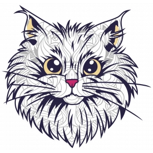 Sevimli Kedi Sticker 10x10 cmRenkli Sticker