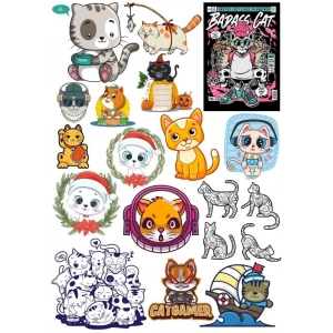 Sevimli Kedi Sticker Set 5 20 Parça Telefon, Tablet, Defter, Laptop Sticker