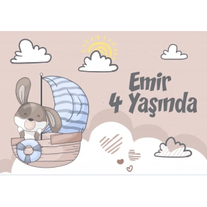 Sevimli Köpek Temalı Doğum Günü Afişi 70X100 cm