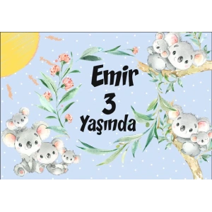 Koala Temalı Doğum Günü Afişi 70X100 cm