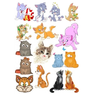 Sevimli Kediler Stikcer Set-1 14 Parça Telefon, Tablet, Defter, Laptop Sticker