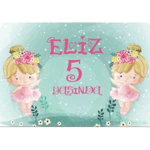 Sevimli BalerinlerTeması Doğum Günü Afişi 100X150 cm