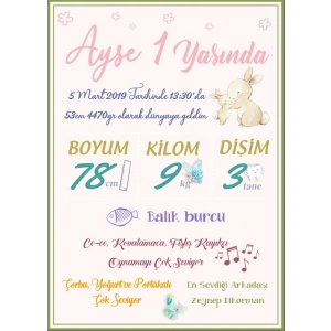Sevimli Tavşan Temalı Yaş Panosu