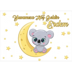 Sevimli Koala Temalı Bebek Karşılama Afişi 70X100 Cm