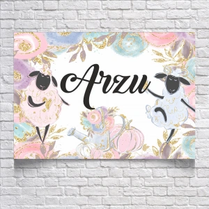 Sevimli Koyunlar Temalı Doğum Günü Afişi 70X100 cm