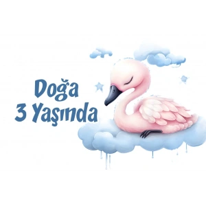 Sevimli Kuğu Temalı Doğum Günü Afişi 100X150 cm