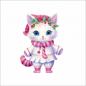 Sevimli Noel Kedisi Duvar Stickerı