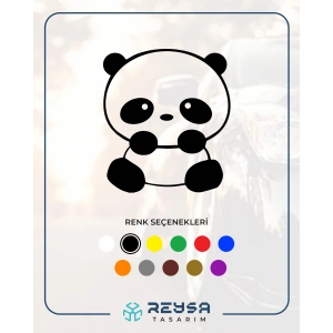 Sevimli Panda Araba Sticker 17x17 Cm Siyah