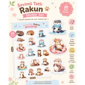 Sevimli Tatlı Rakun Sticker Set