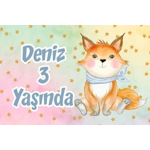 Sevimli Tilki Doğum Günü Afişi 70X100 cm