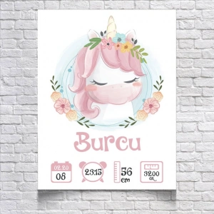Pembe Unicorn Temalı Yaş Panosu