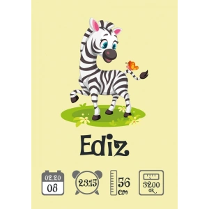 Sarı Sevimli Zebra Temalı Yaş Panosu