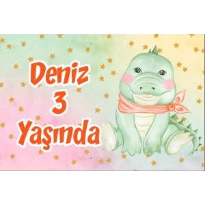 Sevimli Timsah Temalı Doğum Günü Afişi 70X100 cm