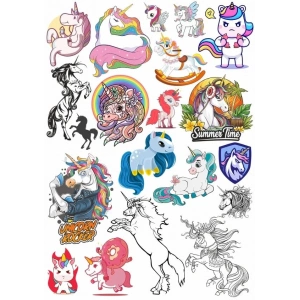 Sevimli Unicorn Sticker Set 20 Parça Telefon, Tablet, Defter, Laptop Sticker