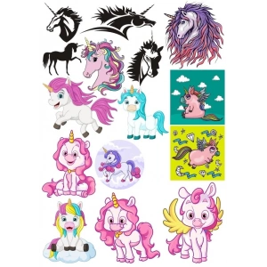 Sevimli Unicorn Sticker Set 5 15 Parça Telefon, Tablet, Defter, Laptop Sticker
