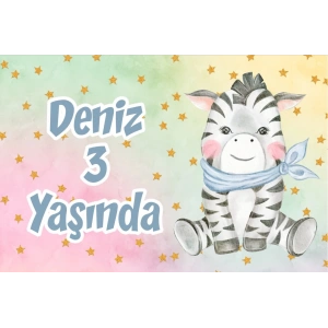 Sevimli Zebra Doğum Günü Afişi 70X100 cm