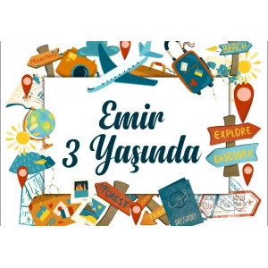 Seyahat Temalı Doğum Günü Afişi 70X100 cm
