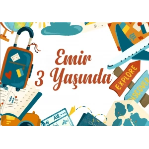 Seyahat Temalı Doğum Günü Afişi -2 70X100 cm