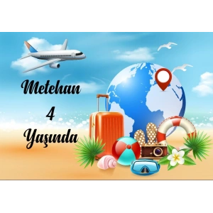 Seyahat Temalı Doğum Günü Afişi 70X100 cm