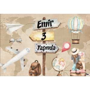 Seyehat Temalı Doğum Günü Afişi 35X50 cm