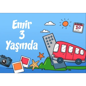 Seyehat Temalı Doğum Günü Afişi 50X70 cm