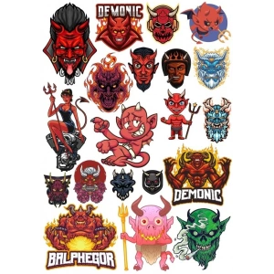Şeytan Sticker Set 16 16 Parça Telefon, Tablet, Defter, Laptop Sticker