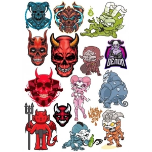 Şeytan Sticker Set 18 15 Parça Telefon, Tablet, Defter, Laptop Sticker