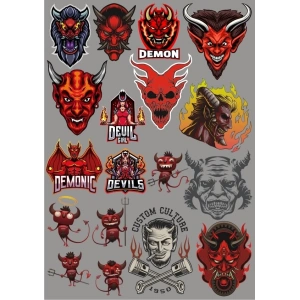 Şeytan Sticker Set 20 Parça Telefon, Tablet, Defter, Laptop Sticker