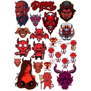 Şeytan Sticker Set 6 17 Parça Telefon, Tablet, Defter, Laptop Sticker