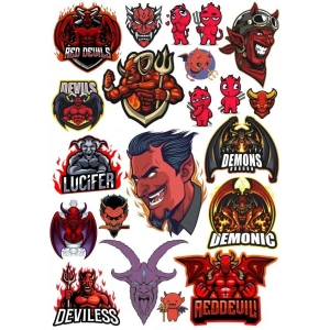 Şeytan Sticker Set 7 20 Parça Telefon, Tablet, Defter, Laptop Sticker