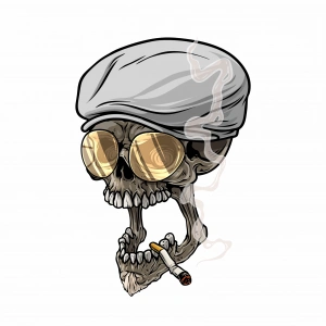 Sigara içen iskelet Sticker 10x10 cmRenkli Sticker