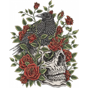 Karga Kurukafa ve GÜller Stickre 10x10 cmRenkli Sticker