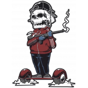 Silahlı Kurukafa Sticker 10x10 cmRenkli Sticker