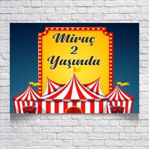 Sirk Temalı Doğum Günü Afişi 100X150 cm