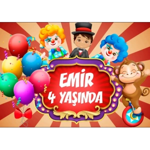 Sirk Temalı Doğum Günü Afişi 70X100 cm