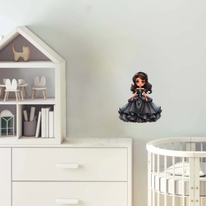 Siyah Elbiseli Sevimli Prenses Duvar Stickerı