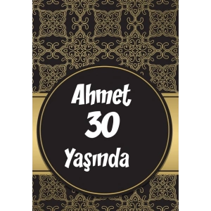 Siyah Gold doğum Günü Afişi 100X150 cm