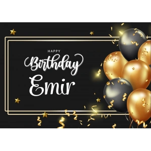 Siyah ve balobnlu doğum günü afişi 35X50 cm