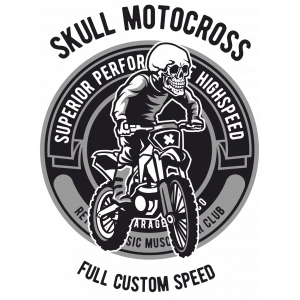 Skull Motocross Sticker 10x10 cmRenkli Sticker