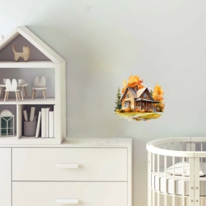 Sonbahar Manzaralı Ev Duvar Stickerı