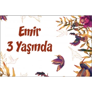 Sonbahar ve Kuşlar Temalı Doğum Günü Afişi 70X100 cm