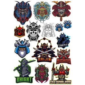 Şövalye ninja samurai Sticker Set 13 Parça Telefon, Tablet, Defter, Laptop Sticker